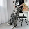 Summer Men Pants Casual Straight Elastic Waist Plaid Trousers Fashion Streetwear Korean Style Male/Female Harajuku Hip-hop Pants - Image 5