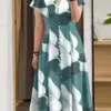 ZANZEA Female Elegant Slim Vestidos Fashion Printed Dress Woman Short Sleeve V-Neck Robe Summer Casual Holiday Sundress 2024