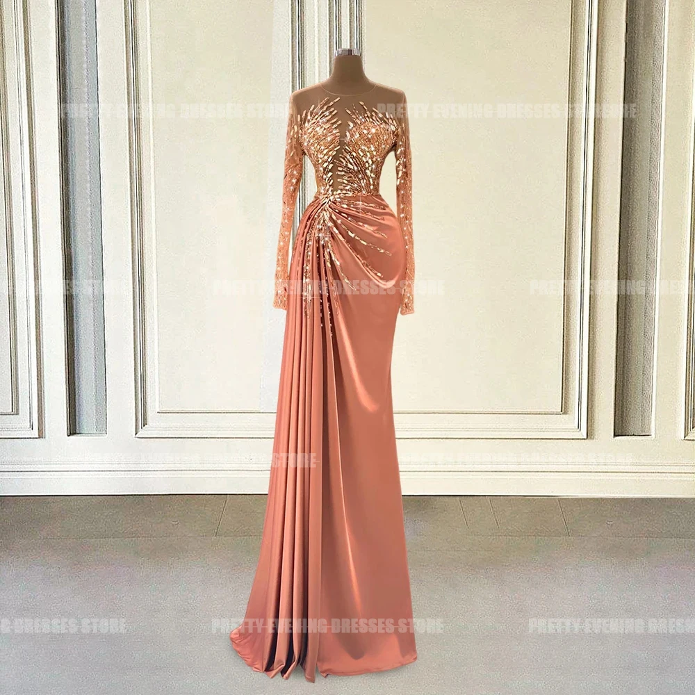 Luxury Crystal Dubai Arabic Evening Dresses For Woman Mermaid Sexy Sparkle Formal Elegant Party Prom Gowns Vestidos De Fiesta