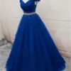GUXQD Off-Shoulder Long Evening Party Gowns Vestidos De Festa Sparkly Crystal Beaded Floor-Length Princess Formal Prom Dress