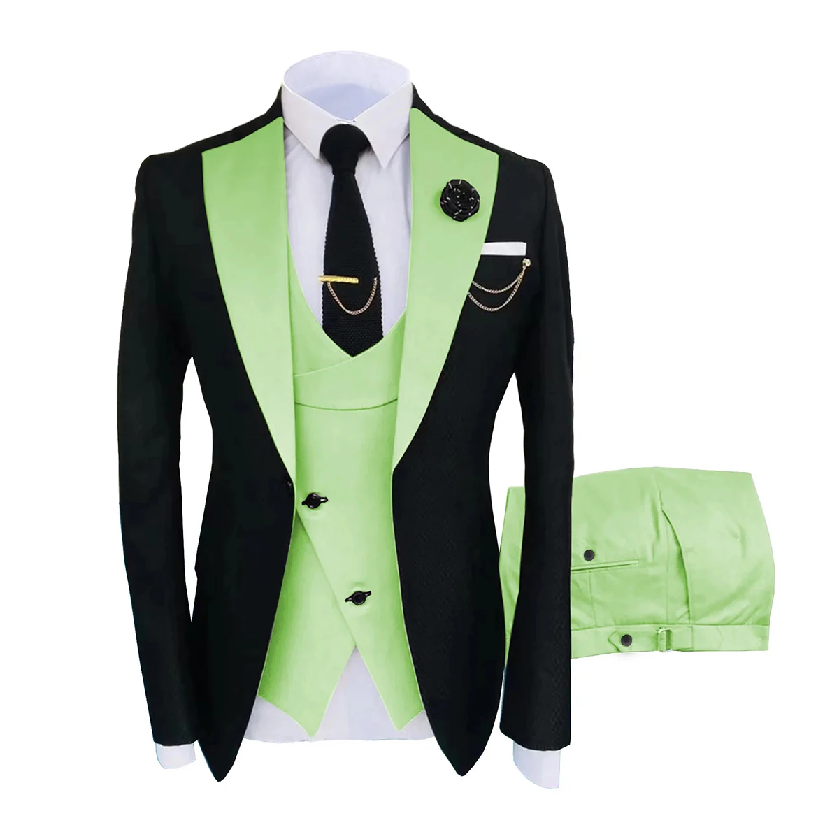 Mens suits 3 piece Peak Lable Slim Fit Tuxedos Party Suits Grooms men suits for weddi For Wedding 2021 (Blazer vest Pants)