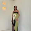Sexy Strapless Backless Printed Long Dress Women Fashion Sleeveless Off Shoulder Vestidos 2024 Summer Lady Party Evening Robes