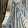 Luxury Satin Appliques Beaded Muslim Evening Dresses Islamic Long Sleeve Hijab Prom Formal Party Gowns Women Robes De Soirée