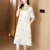 2024 Summer White Silk Satin Patchwork Batwing Sleeve Luxury Long Dress for Women Korean Vintage Elegant Loose Party Vestidos - Image 2