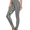 Black White Striped Printed Leggings Sexy Women Fashion High Waist Elastic Gym Workout Pencil Pants Fitness Jeggings