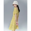 Toyouth Women Dress 2022 Summer Puff Short Sleeves Square Neck A Line Yellow Floral Print Elegant Vintage Dresses - Image 5