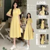 korean Summer preppy style Dress Fashion A-Line Single Breasted Casual Dresses Turn-Down Collar High Waist Solid Maxi - Image 3