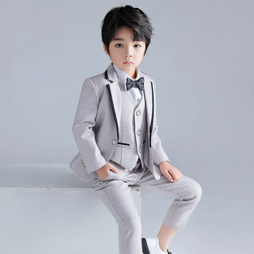 Top Quality Flower Boys Wedding Party Suit Gentleman Formal Photography Dress Kids Tuxedo Outfits Children Performance Costume