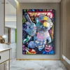 Street Artworks Space Astronaut，Mona Lisa，kiss By Gustav Klimt Graffiti Canvas Print Painting Poster Cuadros Wall Art Home Decor - Image 4