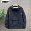 Autumn Korean Fashion Jacket Casual Half-zip Loose Coats Men Men's Sweatshirt Pocket Jackets Hoodie Hip Hop Harajuku Streetwear - Image 3