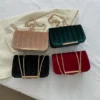 Velvet Bags Small Square Crossbody Bags Women's Handbags Chain Shoulder Messenger Bags 2023 Spring Fashion - Image 3