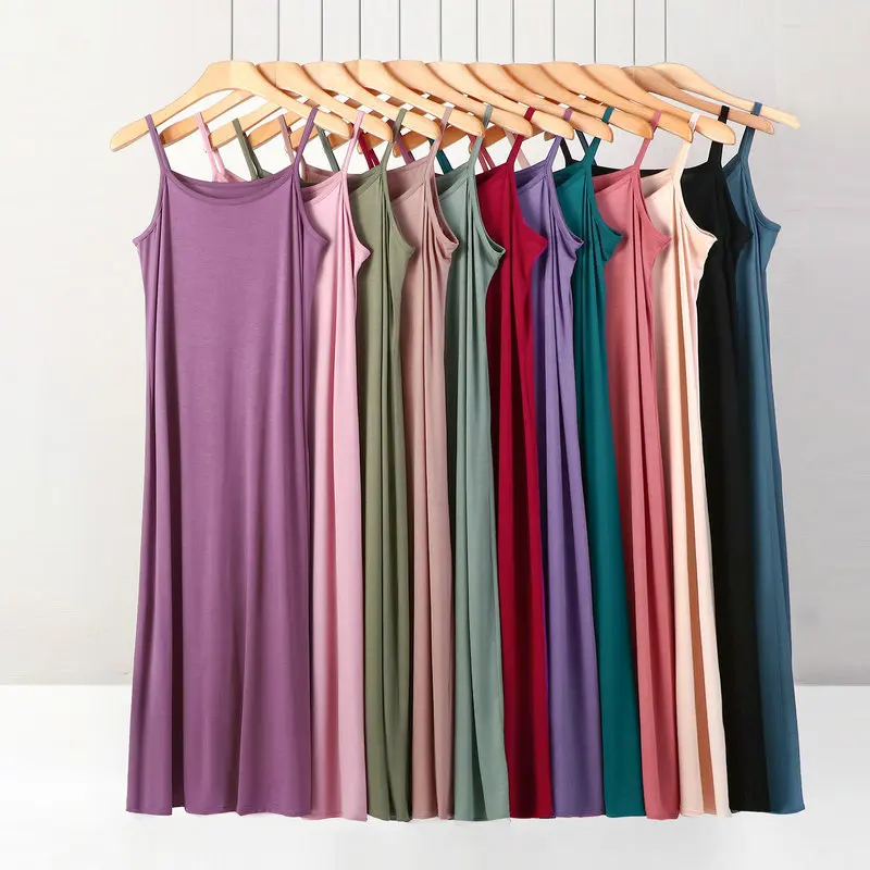 XL to 8XL Lengthen Modal Dress Large size Spaghetti strap bottoming dresses Halter sundress Camisoles slips Inner Petticoat