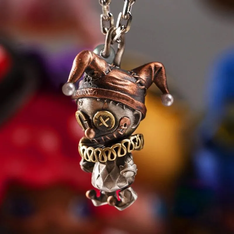 New Clown Doll Pendant Personality Retro Popular Fashion Silver Necklace Men's Single Pendant Female Jewelry Accessories