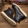 Vintage Men's Ankle Boots Luxury Genuine Leather Designer Handmade Platform British Trend Autumn Black Business Boots Shoes Man - Image 5