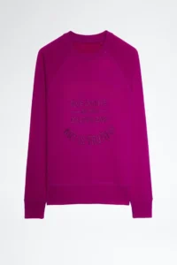 Women Sweatshirts Classic Letter Embroidered Logo Round Neck Cotton Light Purple Women's Sweatshirts - Image 5