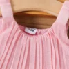 PatPat Baby Girl Pink Lettuce Trim Layered Pleated Dress - Image 3