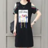 Korean Off Shoulder Stylish Spliced Midi Dress Summer O-Neck Women's Clothing Casual Loose Short Sleeve Chic Drawstring Dresses - Image 6