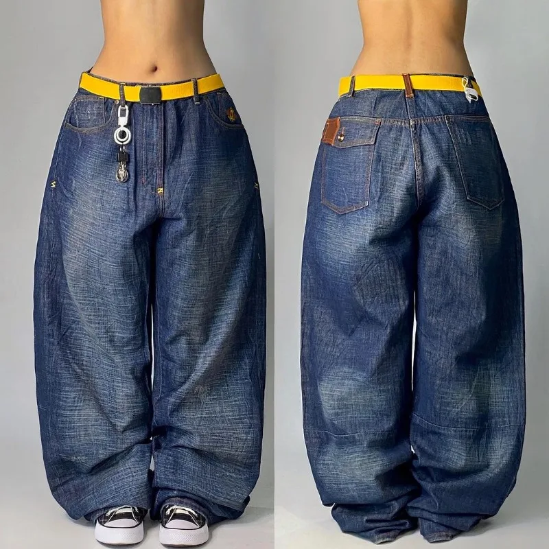 2024 American New Diversified Washed Retro Gradient Baggy Jeans Men And Women Y2K Fashion Casual Gothic High Waist Wide Trousers