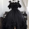 Japanese Victorian Gothic Lolita Dress Women Black White Elegant Backless Fairy Dresses Girly Kawaii Sweet Cosplay Mini Vestidos - Image 2