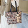 Little Bear Canvas Bag Women's 2023 New Tote Bag Women's Bag Versatile Fashion One Shoulder Large Capacity Travel Bag - Image 4