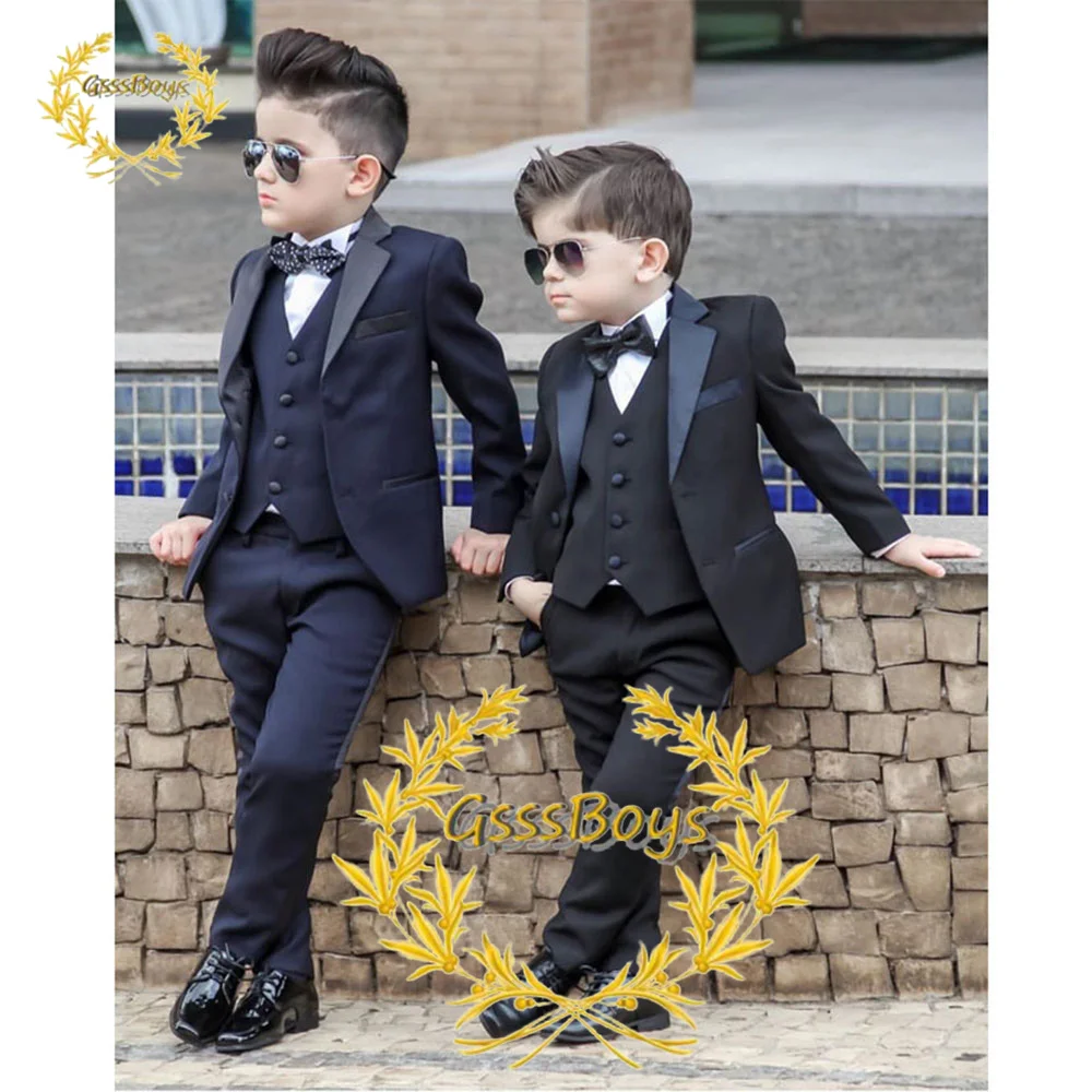 Boys Wedding Suit Tuxedo Formal Party 3 Piece Kids Blazer Pants Vest Boy Pants Suit Jacket Complete Outfit костюм для мальчика