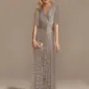 Lucyinlove Luxury Floor Length V-Neck Evening Dress 2024 Women Elegant Party Maxi Dress Sequin Short Sleeves Prom Cocktail Dress