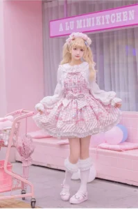 Lolita Sweet Cartoon Print Princess Dress Women Cute Bow Lace Party Strap Dresses Girly Harajuku Kawaii Y2k Mini Vestidos - Image 5