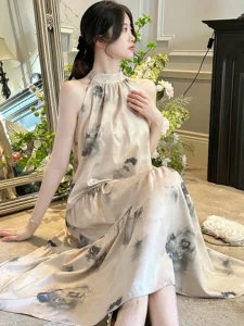 Women Pink Elegant Bow Neck-mounted Long Dress 2024 Fashion White Embroidery Floral Dress Summer Korean Luxury Elegant Prom Robe - Image 6