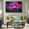Kiss Me Graffiti Lips Pop Art Canvas Painting Abstract Love Poster And Print Art Wall Pictures For Living Room Home Decoration - Image 3