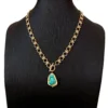 Y.YING Gold Plated Chain Chokers Necklace Blue Turquoise Pendant Designer Gems Jewelry - Image 2