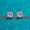 KNOBSPIN Moissanite Stud Earrings 0.4-4 CT White Gold Plated Sterling Silver D VVS1 Lab Diamond Round Ear Studs For Women - Image 3