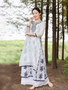 New Nepal Clothing Long Robe Indian Traditional Clothes Oriental Classical Dance Stage Performance Dress Bollywood Suit DQL6331 - Image 5