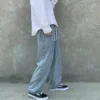 Wide leg jeans men's straight tube loose Korean style trendy pants hiphop streetwear men 2021 - Image 4