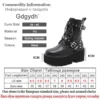 Gdgydh Vintage Rivet Fall Heeled Boots Women Platform Ankle Boots Buckle Decor Black Chunky Wedge Gothic Nightclub Party Shoes - Image 6