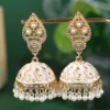 Boho Gypsy Pink Carved Indian Earrings 2020 Womens Jewelry Retro Pearl Tassel Ladies Jhumka Earrings Orecchini - Image 3