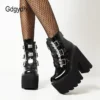 Gdgydh Gothic Bat Vampire Accessories Womens Shoes For Winter Autumn Ankle Buckle Strap Boots Platform Thick Bottom Combat Boots - Image 4