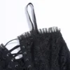 Women Gothic Sexy Spaghetti Strap Black Ruffles Floral Lace Swing Mini Dress Crisscross Bandage High Waist Slim Basic Club Stree - Image 5