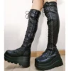 Brand Design Female Wedges High Heels Thigh High Boots Fashion Black Platform Boots Women 2022 Gothic Cosplay Shoes Woman - Image 6