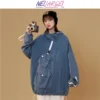 NELLARGEL Women Pockets Y2k Solid Hooded Hoodies 2023 Female Vintage Korean Fashion Harajuku Sweatshirts Girl Streetwear Hoodie - Image 4