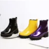 PXELENA Patent Leather Punk Combat Boots for Women Candy Color Purple Yellow Chunky Thick Heel Gothic Biker Cosplay Shoes Winter - Image 5