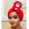 Handmade Nigerian Wedding Gele African Auto Gele Headtie Muslim Turban Cap Arab India Hat Female Head Wraps Turbante Mujer - Image 2