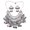 Gypsy Turkish Tribal Colorful Rhinestone Coins Necklace Earrings for Women Boho Pakistan Afghan Dress Clothes India Jewelry Sets - Image 2