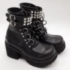 Classic Black Red Plaids Rivet Gothic Punk Rock Lace-up Lolita Ankle Boots Chunky Heels Thick Platform Punk Lolita Cosplay Boot - Image 2