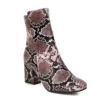 YMECHIC Fashion Retro Punk Gothic Snake Print Snakeskin Pattern Square Toe Block High Heels Womens Shoes Ankle Boots Winter 2024 - Image 3