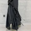 Homens fita preto escuro calças de perna larga masculino feminino japão streetwear punk gótico harem calças kimono saia - Image 4