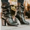 Fashion Punk Gothic Style Buckle Strap Round Toe Boots Women Shoes Zipper Boots Street haulage motor mujer zapatos 2019 - Image 2