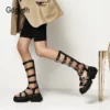 Gdgydh Belt Buckle Strap Black Platform Shoes Punk Gothic Summer Shoes Fashion Rivet Gladiator Platform Sandals Plus Size 43 - Image 5