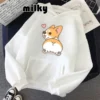 Women Sweatshirt Hoodie Kpop Korean Cute Corgi Dog Graphic Hoodies Dropshipping Harajuku Loose Oversized Hip Hop Kawaii Clothes - Image 2