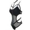 Rosetic Women Black Sheer Knit Net Mesh Sexy Women Swimwear One Piece Swimsuit Female Bather Bathing Suit Swim Halter - Image 2
