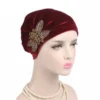 Women Muslim India Cap Ladies Velvet Hat Beanie Skullies Turban Chemo Cap With Beads Flower Headwear Cancer Hat Inner Elegant - Image 2